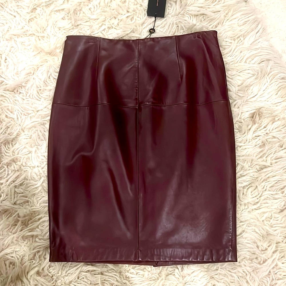 Antonio Melani burgundy leather pencil skirt. Nwt. Never worn.